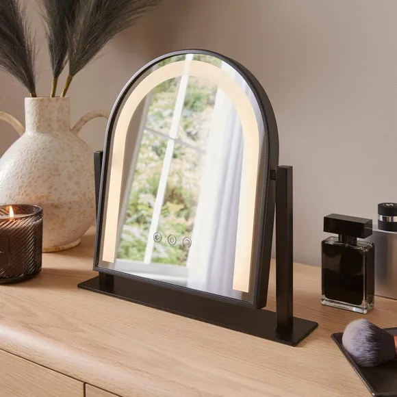 Arched Light Up Dressing Table Mirror - Black, Metal product