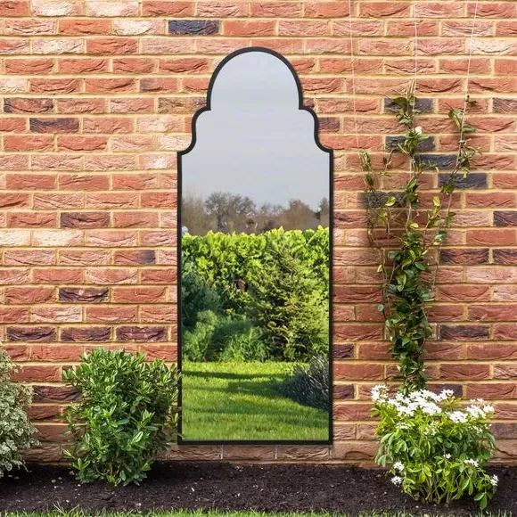 Arched Full Length Wall Mirror - Black, Metal alternate view