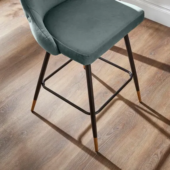 Ariana Bar Stool - Pacific Blue, Velvet alternate view