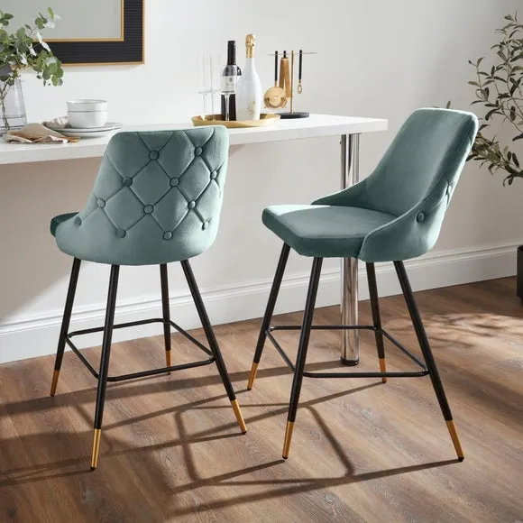 Ariana Bar Stool - Pacific Blue, Velvet product