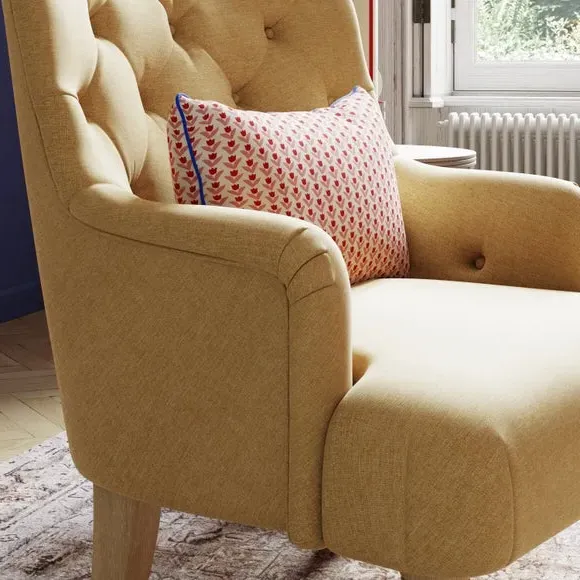 Button Back Accent Chair - Honey, Fabric alternate view