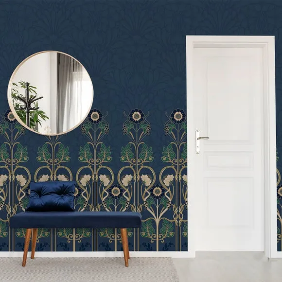Art Deco Wall Mural - Blue alternate view