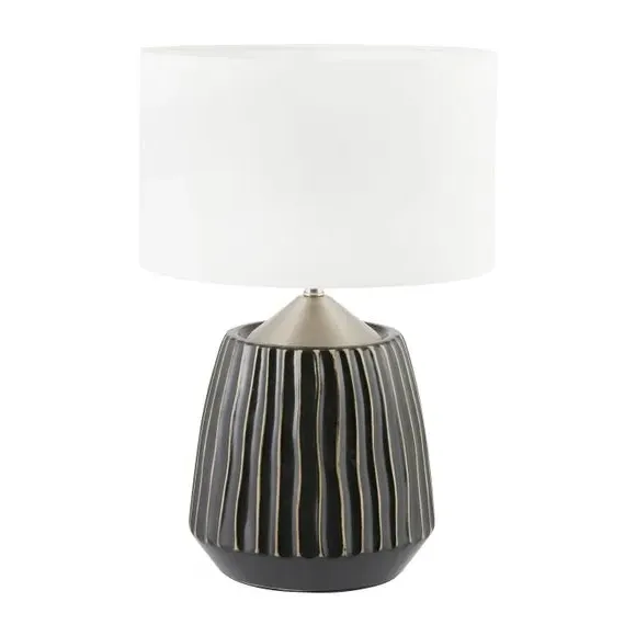 Small Table Lamp with Fabric Shade - White, Ceramic alternate view