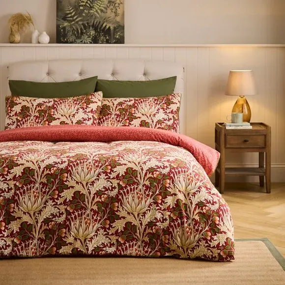 Artichoke Duvet Cover & Pillowcase Set - Red, Brushed Cotton product