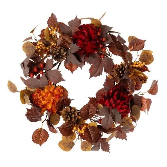 Artificial Chrysanthemum Wreath - Multicolor by Dunelm, image 3