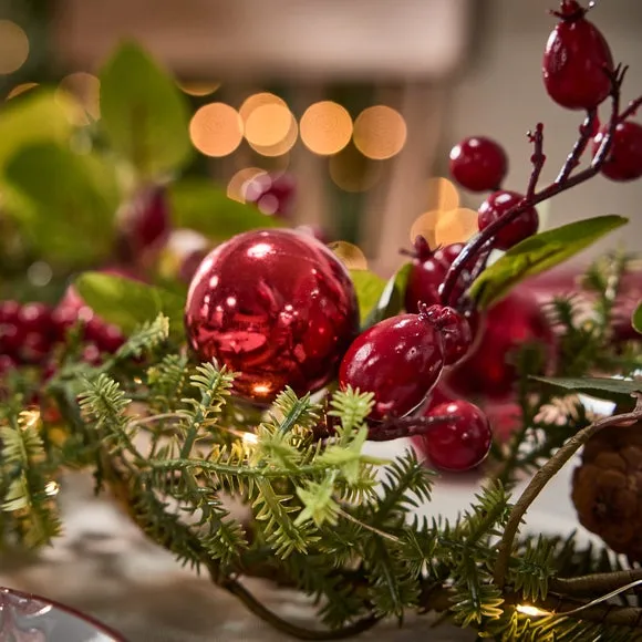 1.5m LED Garland with Baubles - Red, Mixed alternate view