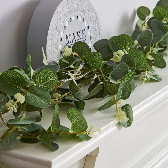 LED Eucalyptus Garland with 15 Lights - Green alternate view