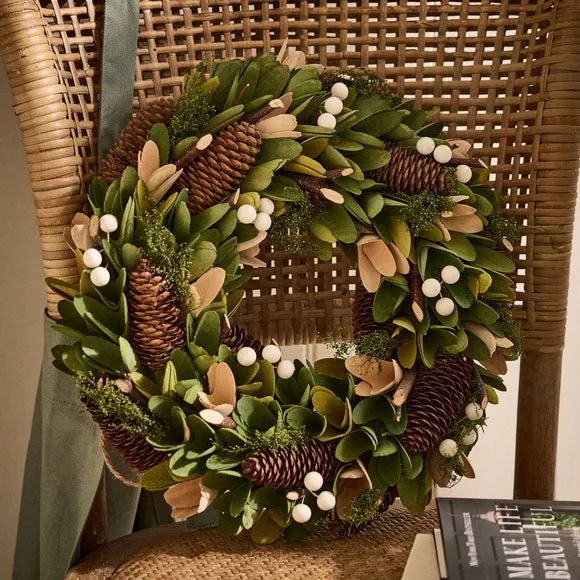 Artificial Evergreen Wreath - Green, Mixed Materials alternate view