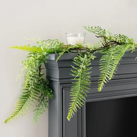 Artificial Fern Garland - Green by Dunelm, image 3