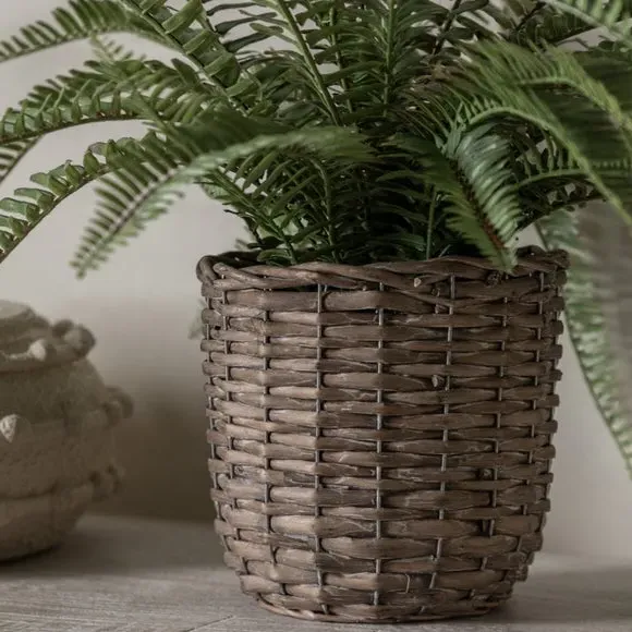 Artificial Fern in Wicker Plant Pot alternate view