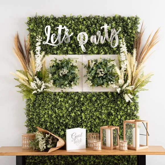 Artificial Foliage Wall Panel - Green, Wood alternate view