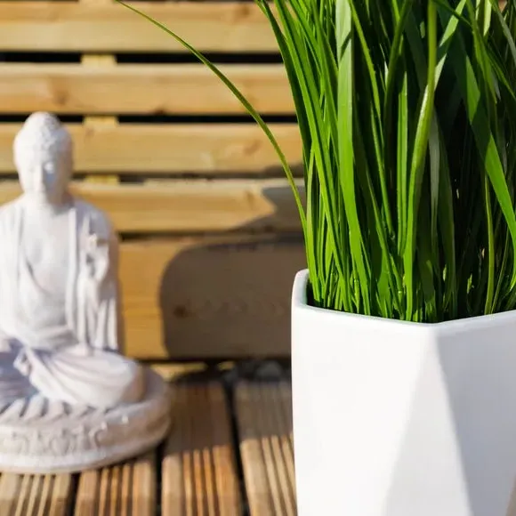 Artificial Grass Plant - Green, Geometric Pot alternate view
