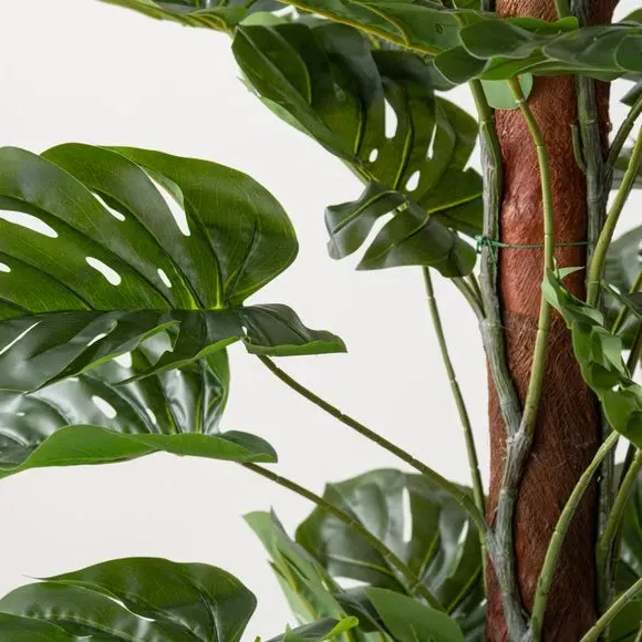 Artificial Monstera Tree - Green, Black Pot alternate view