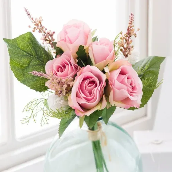 Artificial Rose Bouquet - Pink, Mixed Flowers alternate view