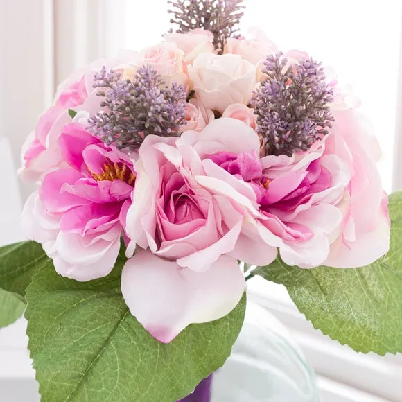 Artificial Rose Peony Bouquet - Pink, Silk alternate view