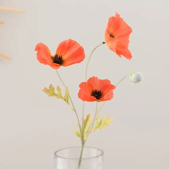 Single Artificial Poppy Stem - Red alternate view