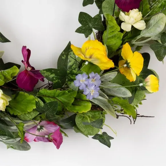 Spring Floral Wreath - Multicolor, Artificial alternate view