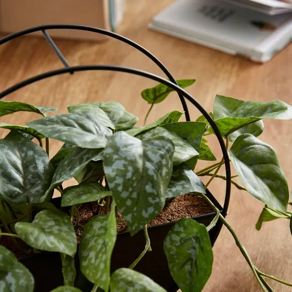 Round Artificial Plant with Vase - Black, Metal alternate view