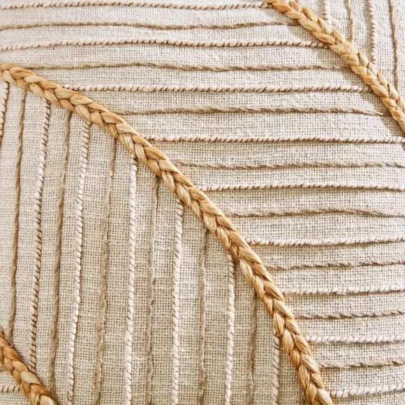 Embroidered Cushion Cover - Natural, Jute alternate view