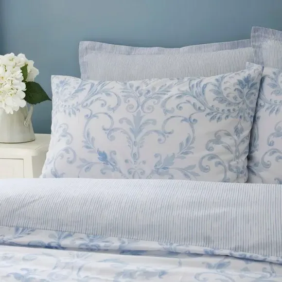 Ashleigh Damask Duvet Cover & Pillowcase Set - Blue, Cotton alternate view