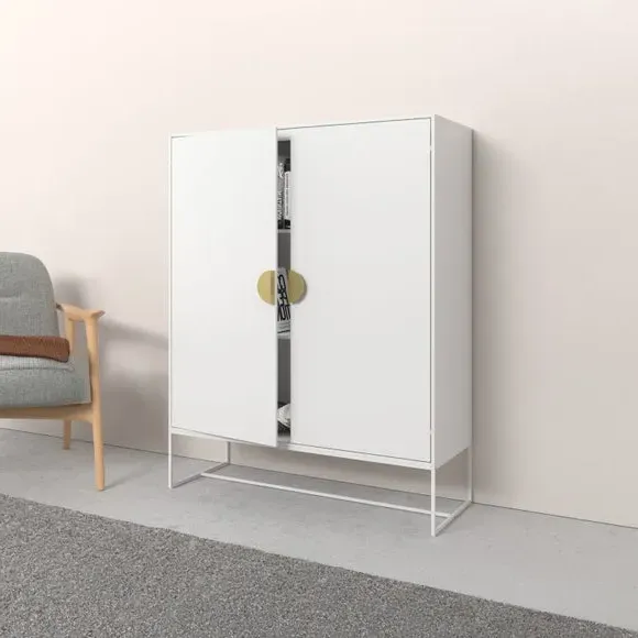 Asia Tall Sideboard - White, High-Gloss alternate view