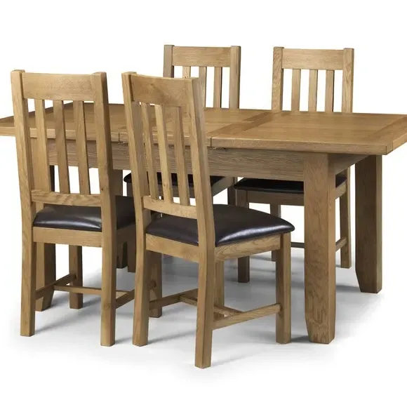 Astoria Extendable Dining Table with 4 Chairs - Mid Oak Brown, Solid Oak alternate view