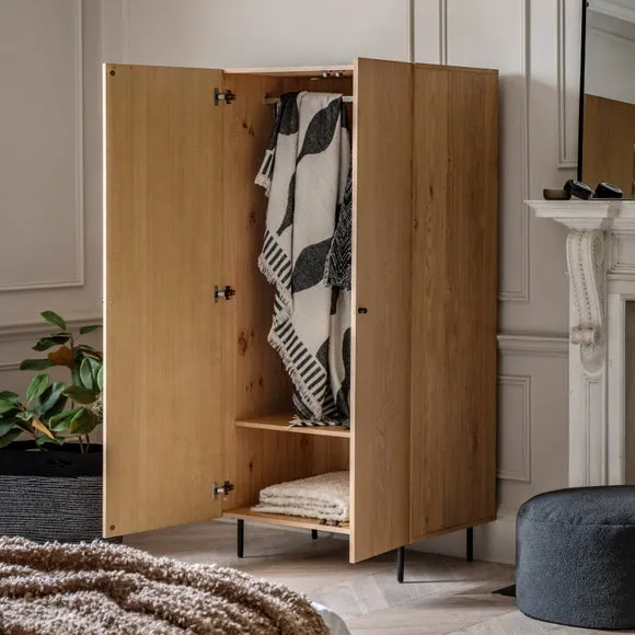 Aubourn 2 Door Wardrobe - Natural, Oak Veneer alternate view