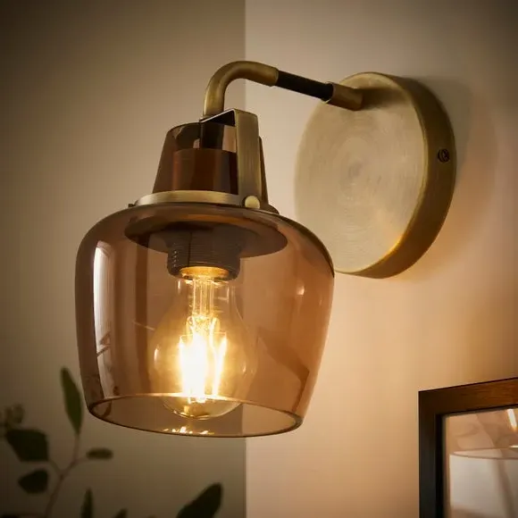 Auburn Metal Wall Light - Pewter, Smoked Glass alternate view
