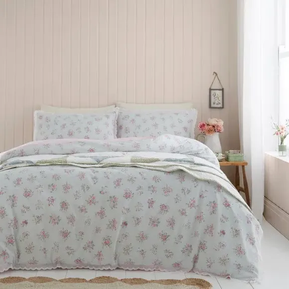 Audrey Ditsy Duvet Cover & Pillowcase Set - Sage Green, Microfibre alternate view