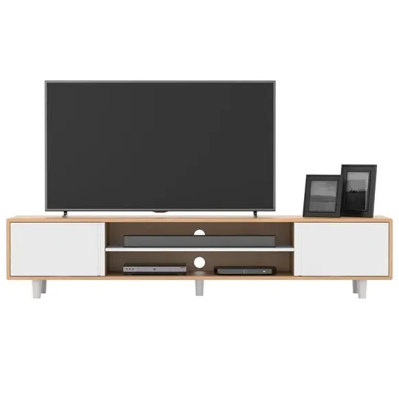 Extra Wide TV Stand with Storage - White, Wood alternate view