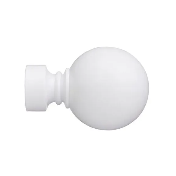Ashton Metal Ball Finials for Curtain Poles - White alternate view