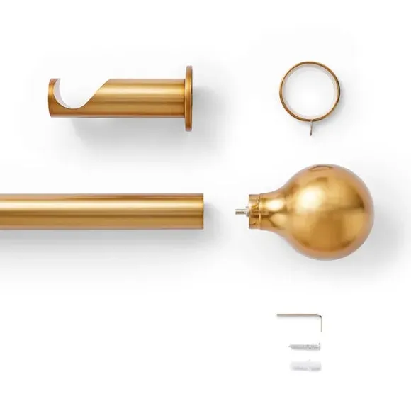 Ball Finial Fixed Metal Curtain Pole - Antique Gold alternate view