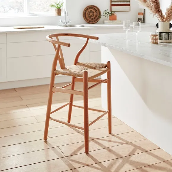 Bar Stool with Paper Cord Seat - Natural, Beech alternate view