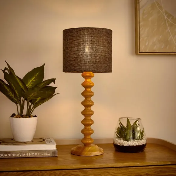 Drum Lamp Shade Easy Fit - Charcoal Grey, Barkweave alternate view