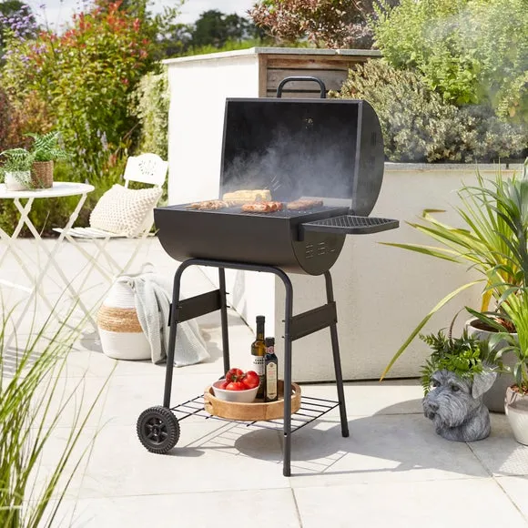 Barrel Charcoal BBQ with Storage Shelf - Black, Steel alternate view