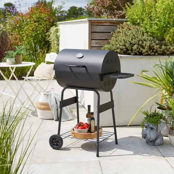 Barrel Charcoal BBQ with Storage Shelf - Black, Steel product