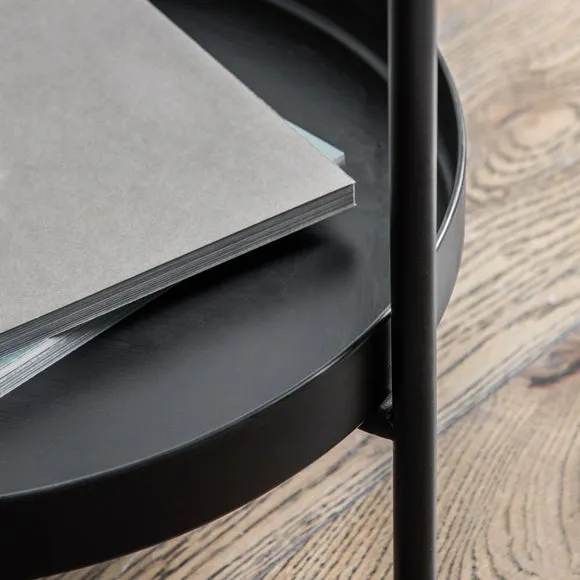 Bath Side Table with Shelf - Black, Iron alternate view