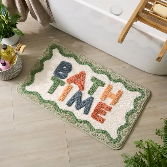 Bath Time Typography Bath Mat - Multicolor, Cotton product