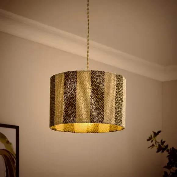 Beatrice Boucle Stripe Drum Lamp Shade - Olive Green, Polyester alternate view