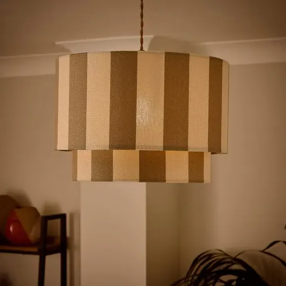 Beatrice Stripe Two Tier Lamp Shade - Natural, Polycotton alternate view