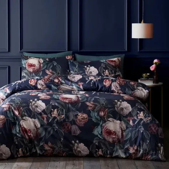 Beatrix Floral Duvet Cover & Pillowcase Set - Grey, Velvet product