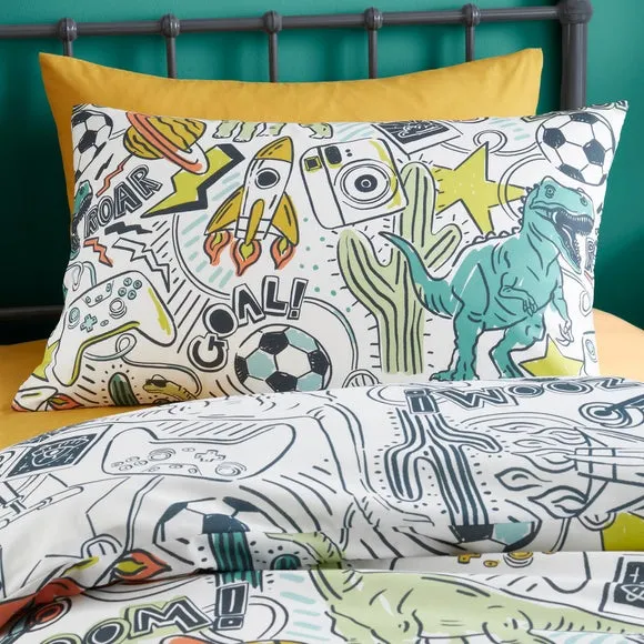 Bedlam Doodle Zoom Duvet Cover & Pillowcase Set - Multicolor, Polycotton alternate view