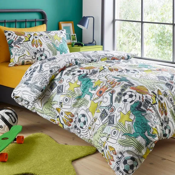 Bedlam Doodle Zoom Duvet Cover & Pillowcase Set - Multicolor, Polycotton product