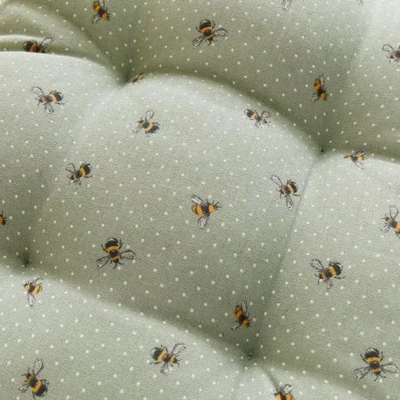 Bee Print Bench Pad - Sage, Cotton alternate view