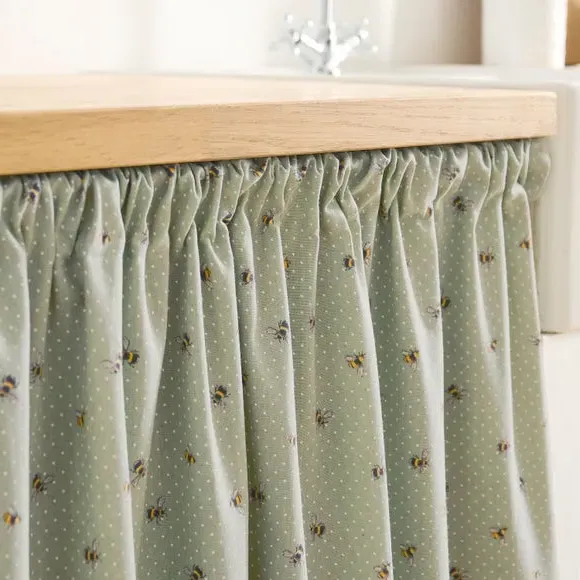 Bees Slot Top Unlined Undercounter Curtain - Sage alternate view