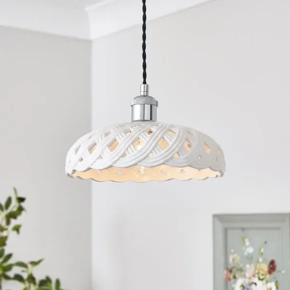 Bella Easy Fit Pendant Shade - White, Ceramic product
