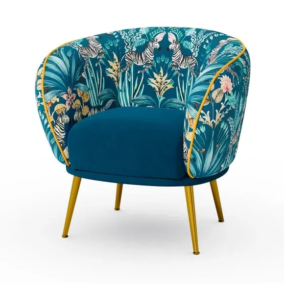 Bella Utopia Occasional Armchair - Teal Blue, Velvet alternate view