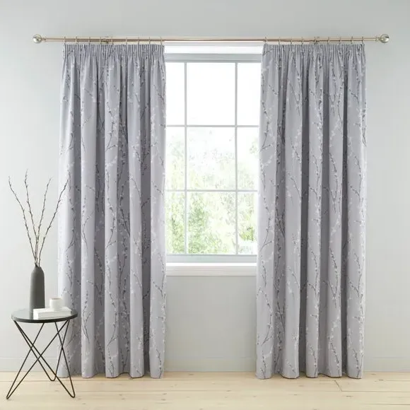 Pencil Pleat Blackout Curtains - Grey, Polycotton alternate view