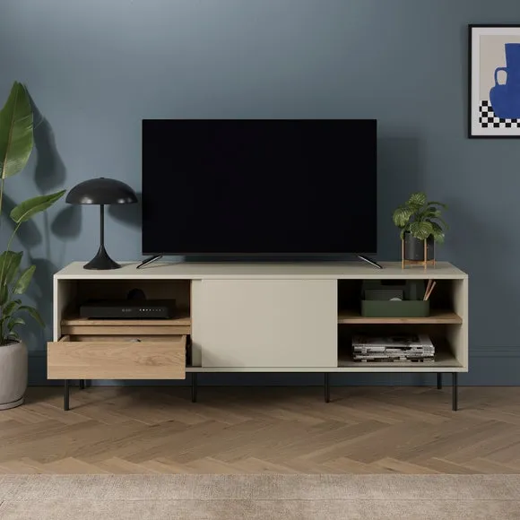 Bennie Wide TV Unit with Soft-Close Doors - Stone alternate view