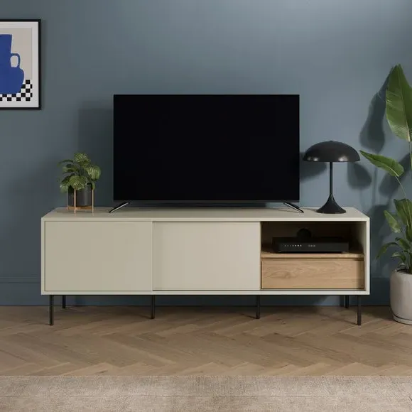 Bennie Wide TV Unit with Soft-Close Doors - Stone product